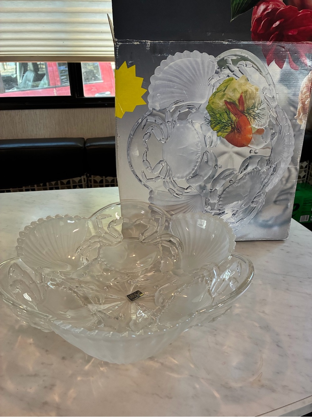 Mikasa Clear Glass Divided Serving Bowl with Scalloped Edges
